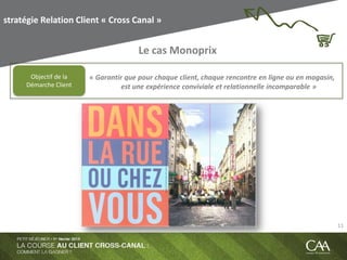 stratégie Relation Client « Cross Canal »
Le cas Monoprix
« Garantir que pour chaque client, chaque rencontre en ligne ou en magasin,
est une expérience conviviale et relationnelle incomparable »
Objectif de la
Démarche Client
11
 