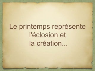 Le printemps représente
       l'éclosion et
       la création...
 