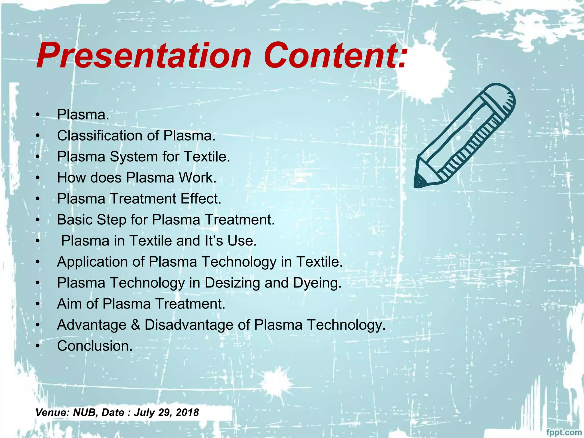 Plasma technology In Textile | PPTX