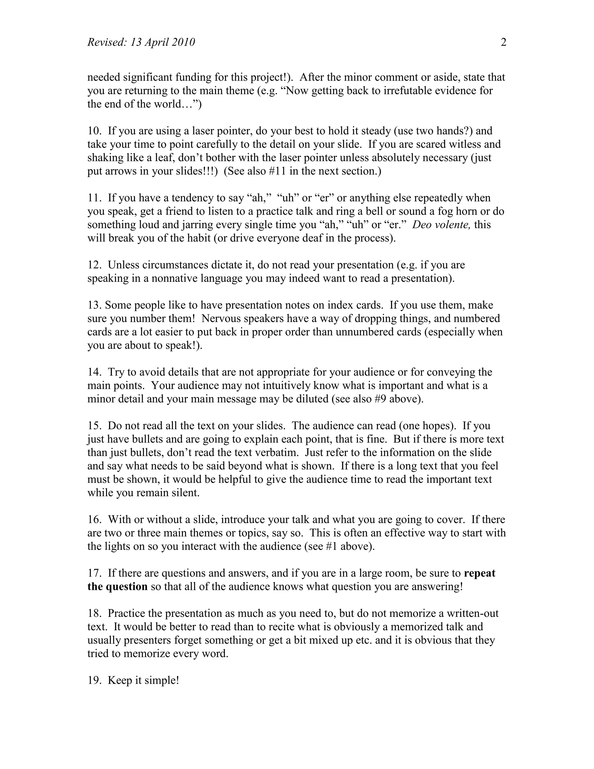 Presentation pointers | PDF