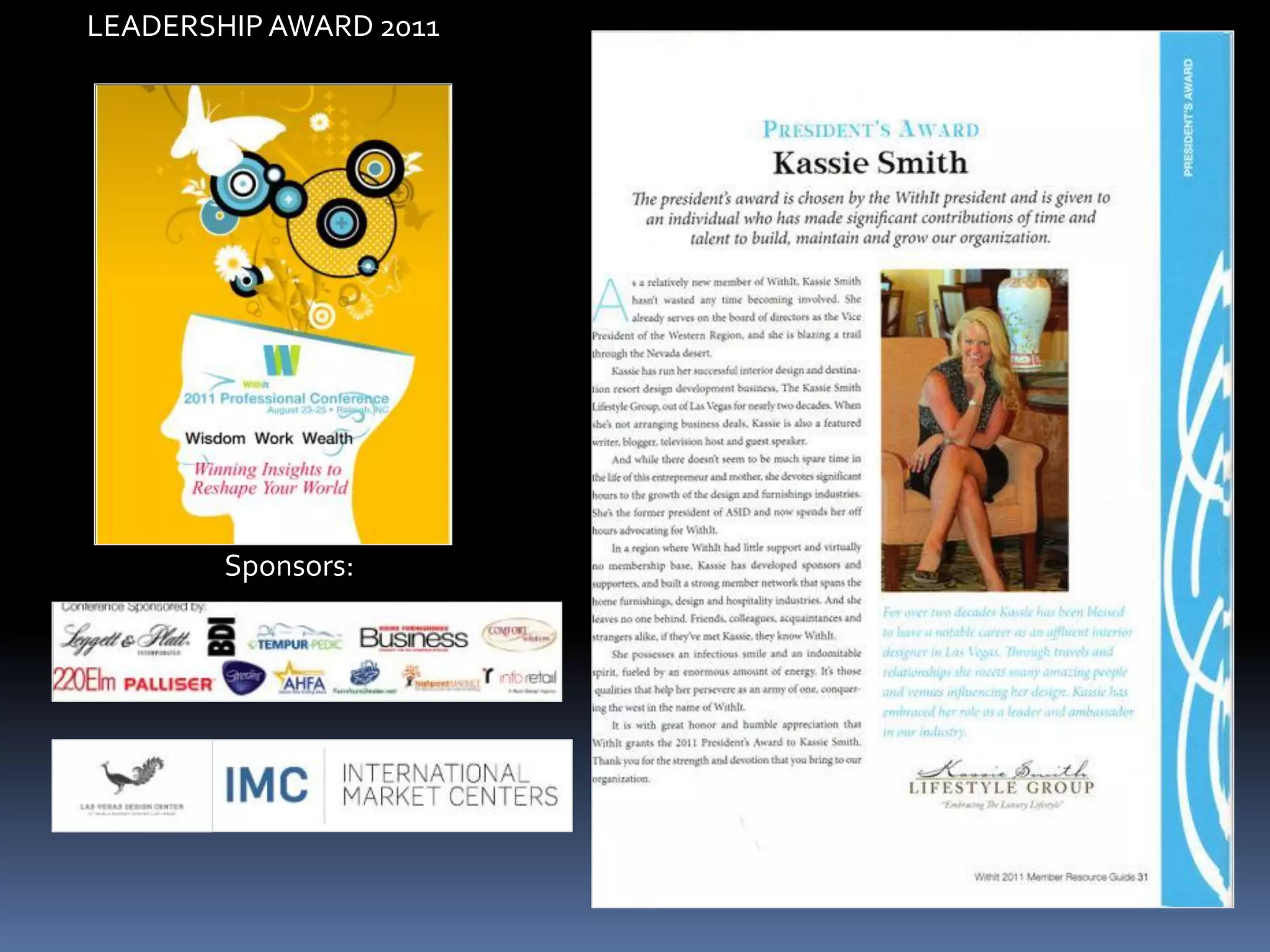 LEADERSHIP AWARD 2011




        Sponsors:
 