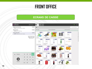 14
FRONT OFFICE
PASSAGE EN CAISSE
ECRANS DE CAISSE
 