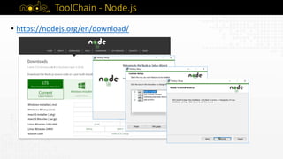 • https://nodejs.org/en/download/
ToolChain - Node.js
 