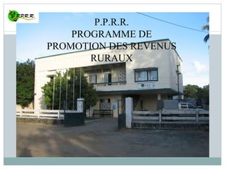 P.P.R.R. PROGRAMME DE PROMOTION DES REVENUS RURAUX 