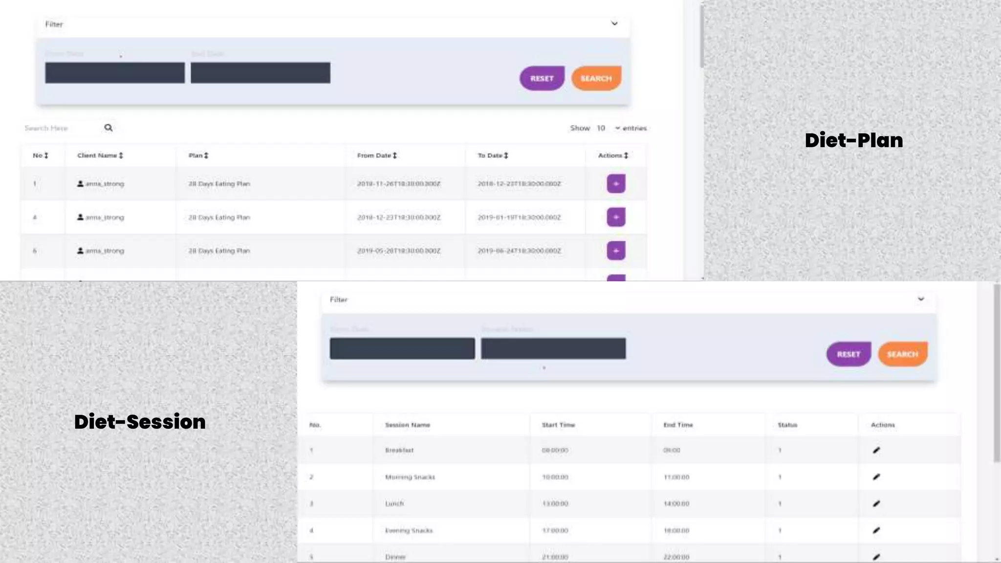 Diet-Session
Diet-Plan
 
