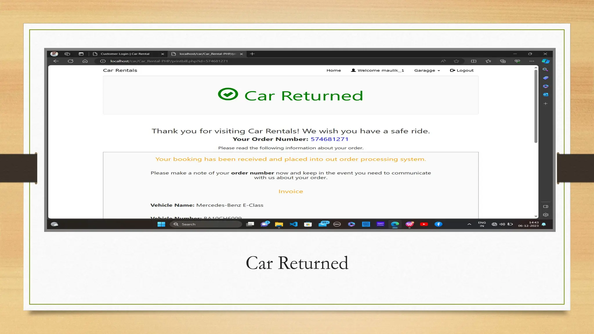 Car Returned
 