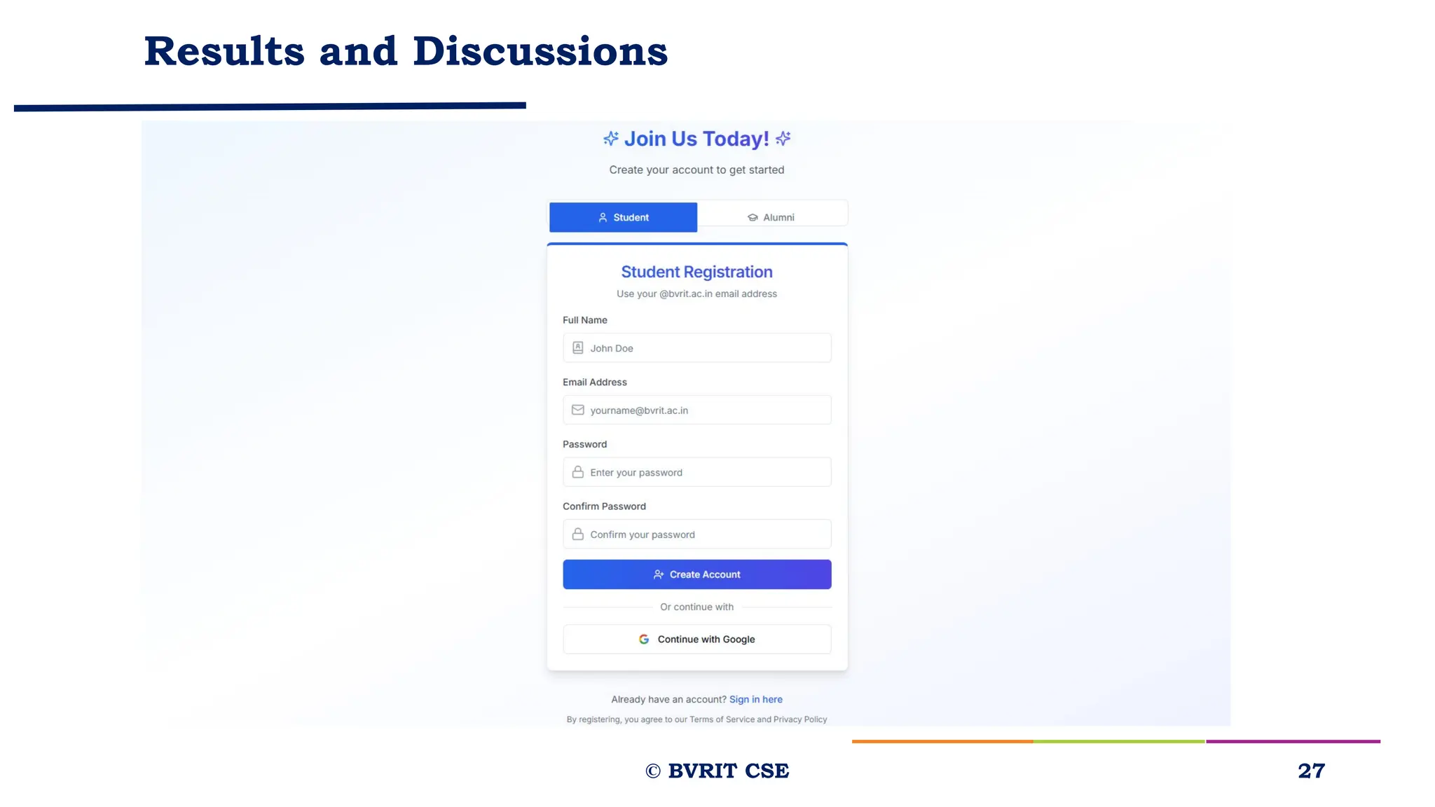 Results and Discussions
27
© BVRIT CSE
 