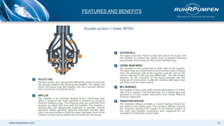 www.ruhrpumpen.com
FEATURES AND BENEFITS
43
Double suction = lower NPSH
 