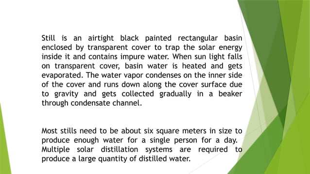 Solar still analysis for enhance property explained | PPTX