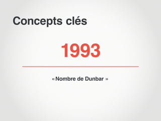 Concepts clés

         1993
      « Nombre de Dunbar  »
 
