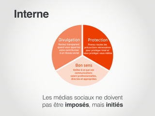 Interne




     Les médias sociaux ne doivent
     pas être imposés, mais initiés
 