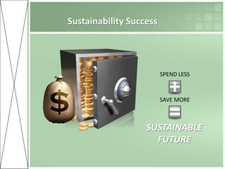 Sustainability Success




                         SPEND LESS



                         SAVE MORE



                   SUSTAINABLE
                     FUTURE
 