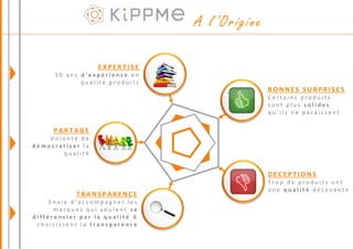 T R A N S P A R E N C E
E n v i e d ’ a c c o m p a g n e r l e s
m a r q u e s q u i v e u l e n t s e
d i f f é r e n c i e r p a r l a q u a l i t é &
c h o i s i s s e n t l a t r a n s p a r e n c e
B O N N E S S U R P R I S E S
C e r t a i n s p r o d u i t s
s o n t p l u s s o l i d e s
q u ’ i l s n e p a r a i s s e n t
D E C E P T I O N S
T r o p d e p r o d u i t s o n t
u n e q u a l i t é d é c e v a n t e
E X P E R T I S E
1 0 a n s d ’ e x p é r i e n c e e n
q u a l i t é p r o d u i t s
P A R T A G E
V o l o n t é d e
d é m o c r a t i s e r l a
q u a l i t é
A l’Origine
 