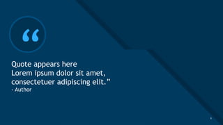 Click to edit Master title style
9
“
9
Quote appears here
Lorem ipsum dolor sit amet,
consectetuer adipiscing elit.”
- Author
 