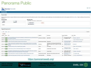 Juan A. Vizcaíno
juan@ebi.ac.uk
PSI Meeting 2018
Heidelberg, 18 April 2018
Panorama Public
https://panoramaweb.org/
 