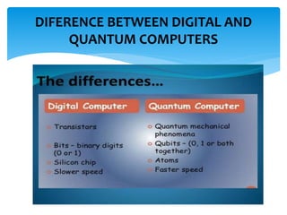DIFERENCE BETWEEN DIGITAL AND
QUANTUM COMPUTERS
 