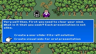 Very well then. First you need to clear your mind.
What is it that you seek? Each presentation is not
alike.


      Create a one-slide-fits-all solution
      Create visual aids for oral presentation
 