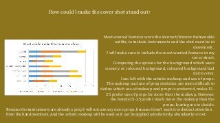 How could I make the cover shot stand out?
Most wanted features were the abstract/bizarre fashionable
outfits, to include ...