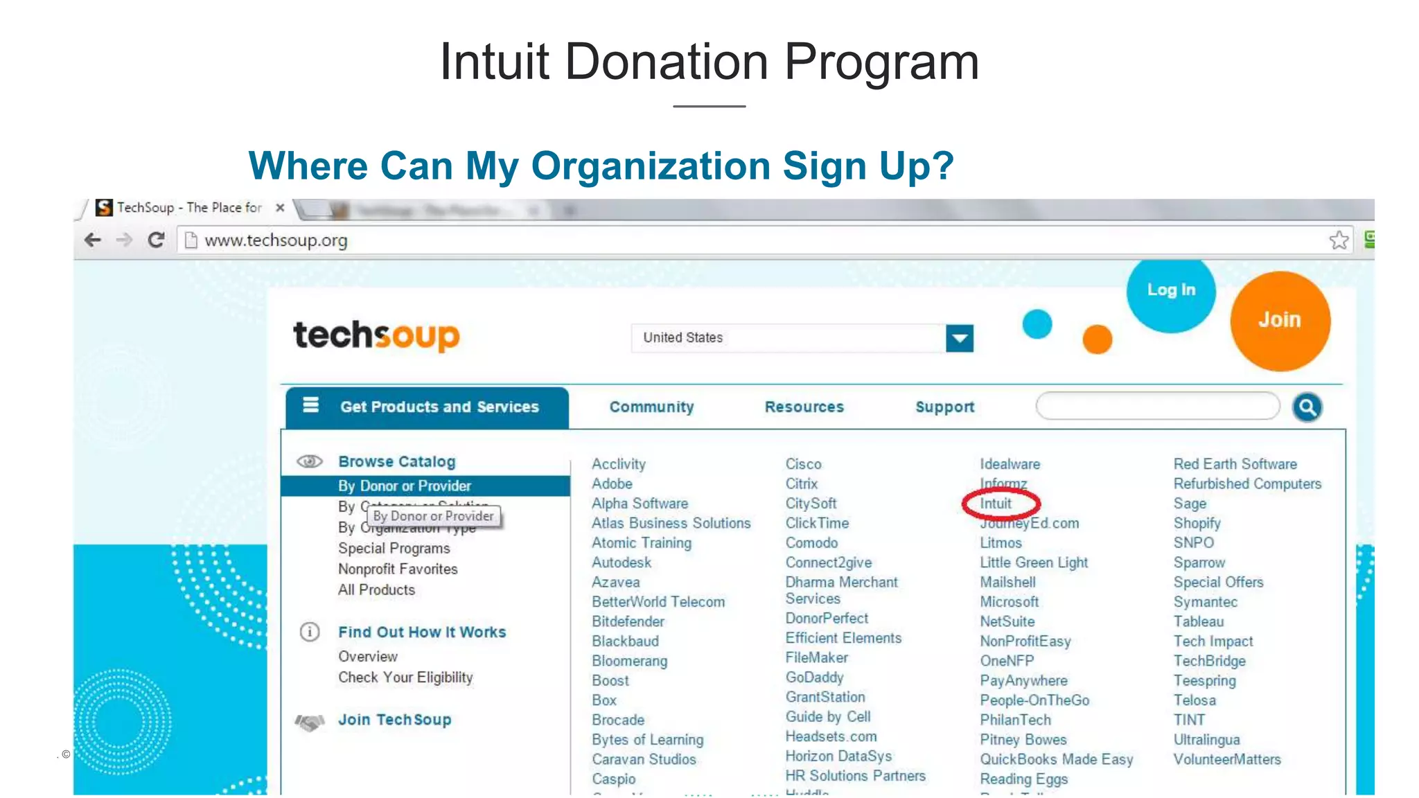 . © TechSoup Global | All rights reserved
Where Can My Organization Sign Up?
Intuit Donation Program
 