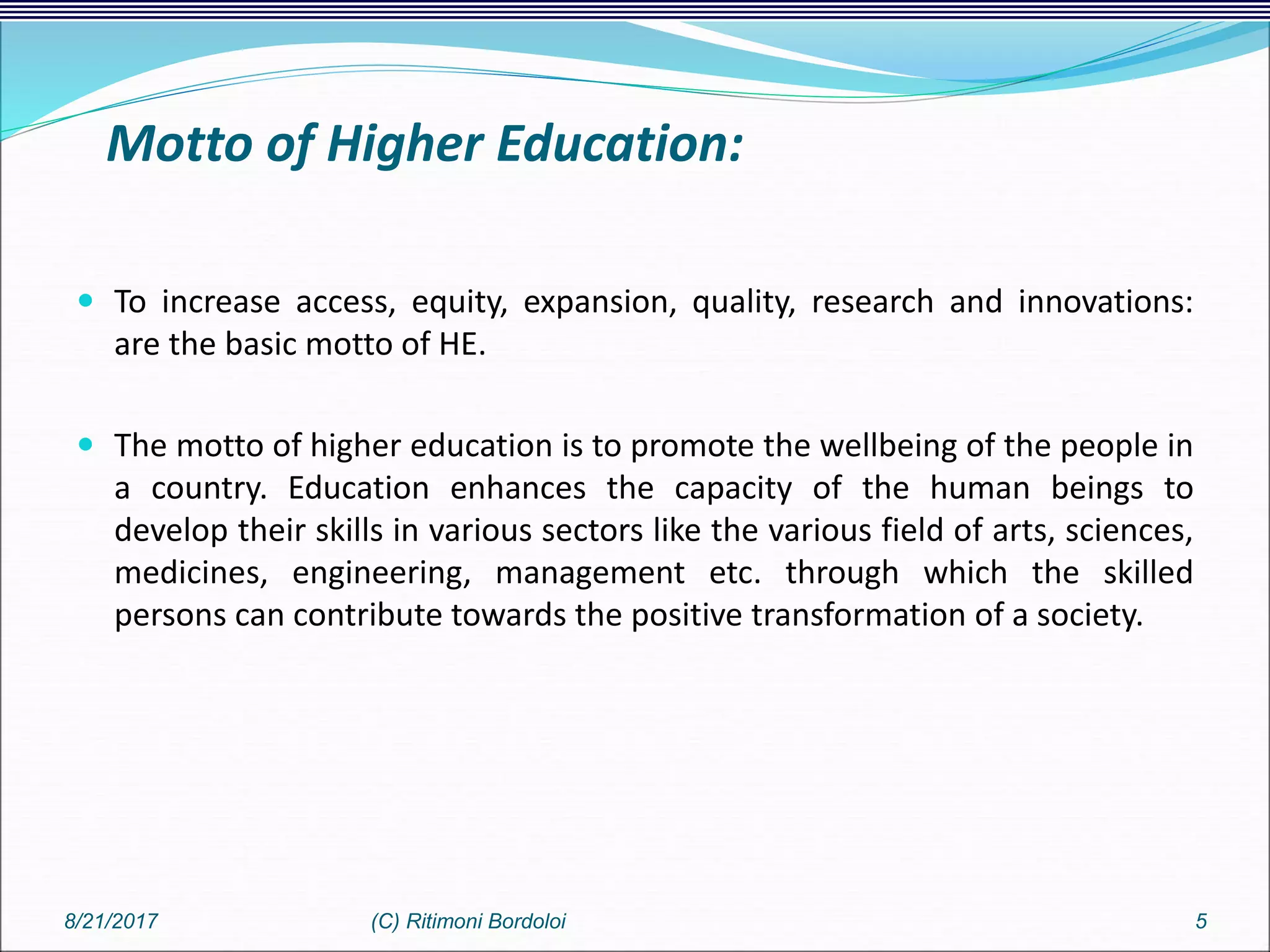 Higher Education: Challenges and Prospects | PPT
