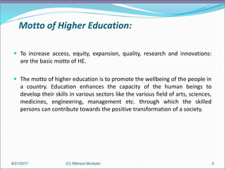 Higher Education: Challenges and Prospects | PPT