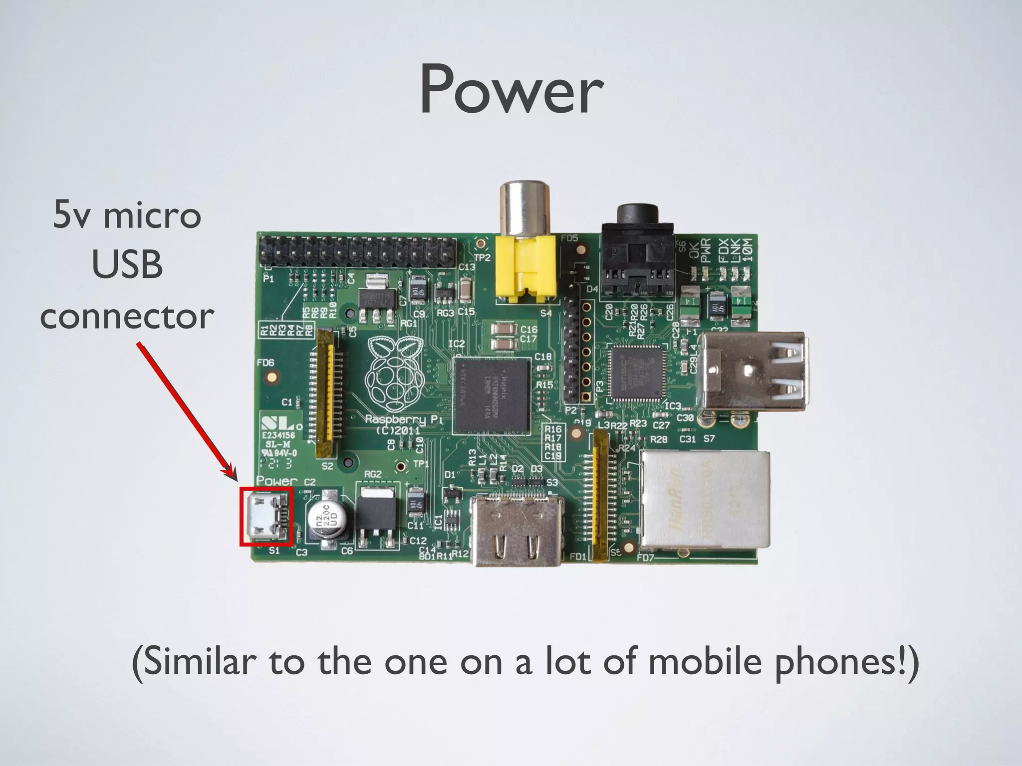 Power
5v micro
USB
connector
(Similar to the one on a lot of mobile phones!)
 