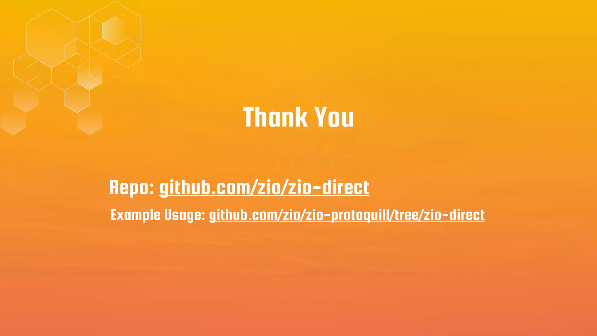 Thank You
Repo: github.com/zio/zio-direct
Example Usage: github.com/zio/zio-protoquill/tree/zio-direct
 