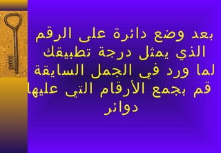 ‫بعد وضع دائرة على الرقم‬
   ‫الذي يمثل درجة تطبيقك‬
 ‫لما ورد في الجمل السايقة‬
‫قم بجمع الرقام التي عليها‬
            ‫دوائر‬
 