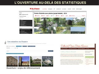 LES DONNÉESL'OUVERTURE AU-DELÀ DES STATISTIQUES
Ouverture = enjeu de référencement
 
