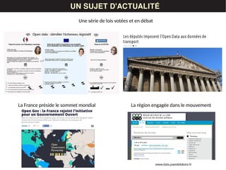 UN SUJET D'ACTUALITÉ
La France préside le sommet mondial
Une série de lois votées et en débat
La région engagée dans le mouvement
www.data.paysdelaloire.fr
 