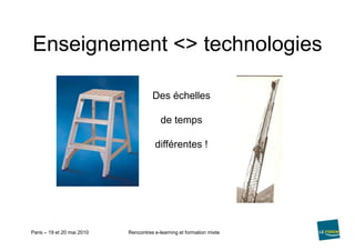 Enseignement <> technologiesDes échellesde tempsdifférentes !