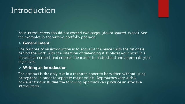 General form of a research paper