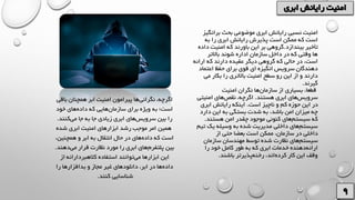 ‫برانگ‬ ‫بحث‬ ‫موضوعی‬ ‫ابری‬ ‫رایانش‬ ‫نسبی‬ ‫امنیت‬‫یز‬
‫به‬ ‫را‬ ‫ابری‬ ‫رایانش‬ ‫پذیرش‬ ‫است‬ ‫ممکن‬ ‫که‬ ‫است‬
‫بیندازد‬ ‫تأخیر‬.‫د‬ ‫امنیت‬ ‫که‬ ‫باورند‬ ‫این‬ ‫بر‬ ‫گروهی‬‫اده‬
‫باالتر‬ ‫شوند‬ ‫اداره‬ ‫سازمان‬ ‫داخل‬ ‫در‬ ‫که‬ ‫وقتی‬ ‫ها‬
‫ارائ‬ ‫که‬ ‫دارند‬ ‫عقیده‬ ‫دیگر‬ ‫گروهی‬ ‫که‬ ‫حالی‬ ‫در‬ ،‫است‬‫ه‬
‫اعتما‬ ‫حفظ‬ ‫برای‬ ‫قوی‬ ‫ای‬ ‫انگیزه‬ ‫سرویس‬ ‫دهندگان‬‫د‬
‫می‬ ‫بکار‬ ‫را‬ ‫باالتری‬ ‫امنیت‬ ‫سطح‬ ‫رو‬ ‫این‬ ‫از‬ ‫و‬ ‫دارند‬
‫گیرند‬.
‫امنیت‬ ‫نگران‬ ‫ها‬‫سازمان‬ ‫از‬ ‫بسیاری‬ ،‫قطعا‬
‫هستند‬ ‫ابری‬ ‫های‬‫سرویس‬.‫امنیت‬ ‫های‬‫نقص‬ ،‫اگرچه‬‫ی‬
‫است‬ ‫ناچیز‬ ‫و‬ ‫کم‬ ‫حوزه‬ ‫این‬ ‫در‬.‫ابری‬ ‫رایانش‬ ‫اینکه‬
‫دار‬ ‫این‬ ‫به‬ ‫بستگی‬ ‫شدت‬ ‫به‬ ،‫باشد‬ ‫امن‬ ‫میزان‬ ‫چه‬‫د‬
‫هستند‬ ‫امن‬ ‫چقدر‬ ‫موجود‬ ‫کنونی‬ ‫های‬‫سیستم‬ ‫که‬.
‫ت‬ ‫یک‬ ‫وسیله‬ ‫به‬ ‫شده‬ ‫مدیریت‬ ‫داخلی‬ ‫های‬‫سیستم‬‫یم‬
‫از‬ ‫حتی‬ ‫بعضا‬ ‫است‬ ‫ممکن‬ ،‫سازمان‬ ‫در‬ ‫داخلی‬
‫سازمان‬ ‫مهندسان‬ ‫توسط‬ ‫شده‬ ‫نظارت‬ ‫های‬‫سیستم‬
‫را‬ ‫خود‬ ‫کامل‬ ‫طور‬ ‫به‬ ‫که‬ ‫ابری‬ ‫خدمات‬ ‫دهنده‬‫ارائه‬
‫باشند‬ ‫پذیرتر‬‫رخنه‬ ،‫اند‬‫کرده‬ ‫کار‬ ‫این‬ ‫وقف‬.
‫باقی‬ ‫همچنان‬ ‫ابر‬ ‫امنیت‬ ‫پیرامون‬ ‫ها‬‫نگرانی‬ ،‫اگرچه‬
‫خود‬ ‫های‬‫داده‬ ‫که‬ ‫هایی‬‫سازمان‬ ‫برای‬ ‫ویژه‬ ‫به‬ ‫است؛‬
‫کنند‬‫می‬ ‫جا‬ ‫به‬ ‫جا‬ ‫زیادی‬ ‫ابری‬ ‫های‬‫سرویس‬ ‫بین‬ ‫را‬.
‫شده‬ ‫ابری‬ ‫امنیت‬ ‫ابزارهای‬ ‫رشد‬ ‫موجب‬ ‫امر‬ ‫همین‬
،‫همچنین‬ ‫و‬ ‫ابر‬ ‫به‬ ‫انتقال‬ ‫حال‬ ‫در‬ ‫های‬‫داده‬ ‫که‬ ‫است‬
‫دهند‬‫می‬ ‫قرار‬ ‫نظارت‬ ‫مورد‬ ‫را‬ ‫ابری‬ ‫های‬‫پلتفرم‬ ‫بین‬.
‫از‬ ‫کالهبردارانه‬ ‫استفاده‬ ‫توانند‬‫می‬ ‫ابزارها‬ ‫این‬
‫را‬ ‫بدافزارها‬ ‫و‬ ‫مجاز‬ ‫غیر‬ ‫دانلودهای‬ ،‫ابر‬ ‫در‬ ‫ها‬‫داده‬
‫کنند‬ ‫شناسایی‬.
 