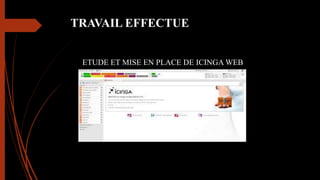 TRAVAIL EFFECTUE
ETUDE ET MISE EN PLACE DE ICINGA WEB
 