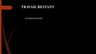 TRAVAIL RESTANT
AUTOMATISATION
 