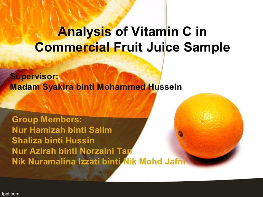 analysis vitamin c in commercial fruit juice
