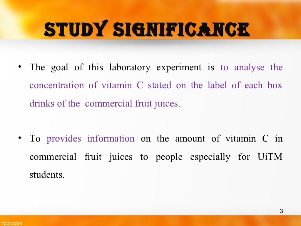 analysis vitamin c in commercial fruit juice