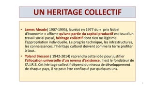 TRAVAIL DEVALORISE, REFLUX DES EMPLOIS
Dans un Ipad d’une valeur de 400$
la masse salariale est de 28$ dont 8$ pour l’assemblage en Chine.
Les bénéfices nets sont de plus de 100$.
Facebook a acheté WhatsApp pour 17 milliards $ avec
seulement 55 salariés.
La multinationale Kodak, en faillite, employait alors 145 000 personnes.
Aux Etats-Unis dans les 20 ans à venir la robotisation et la
numérisation vont détruire 47% des emplois existants.
En 2016 Foxconn remplace 60 000 emplois par des robots.
A terme 1,3 million de salariés seront concernés.
 Aux USA le taux d’activité ne cesse de diminuer.
5
 