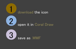 download the icon
1
2 open it in Coral Draw
3 save as .WMF
 