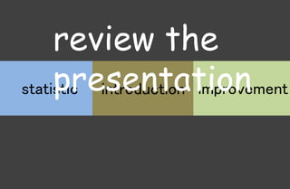 statistic introduction improvement
review the
presentation
 