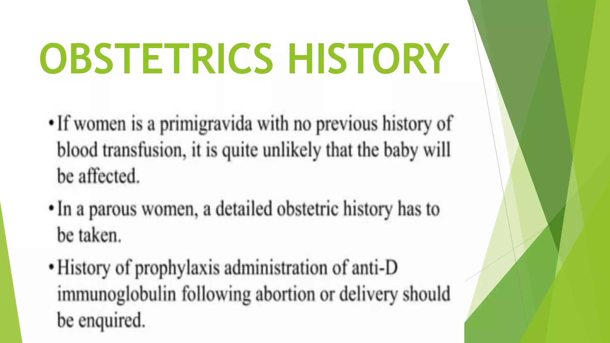 OBSTETRICS HISTORY
