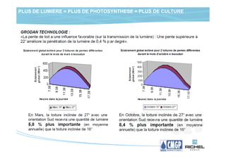 PLUS DE LUMIERE = PLUS DE PHOTOSYNTHESE = PLUS DE CULTURE
 