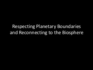 Respecting Planetary Boundaries
and Reconnecting to the Biosphere
 