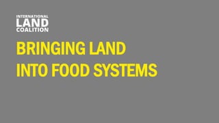 BRINGING LAND
INTO FOOD SYSTEMS
 