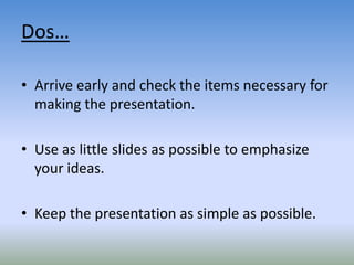 Presentations - Dos and Don't s | PPT