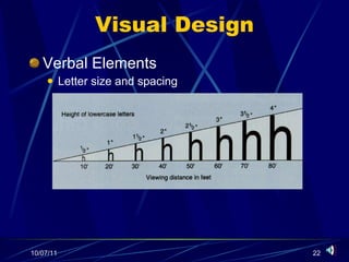 Visual Design Verbal Elements Letter size and spacing 