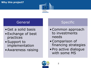 2
Why this project?
General
•Get a solid basis
•Exchange of best
practices
•Support to
implementation
•Awareness raising
S...