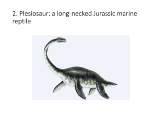 2. Plesiosaur: a long-necked Jurassic marine
reptile
 