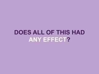 DOES ALL OF THIS HAD
ANY EFFECT?
 