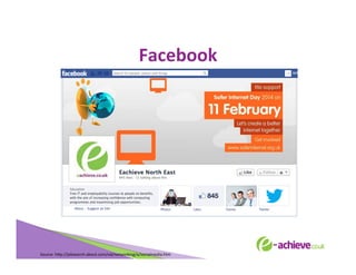 Facebook	
  

Source:	
  h<p://jobsearch.about.com/od/networking/a/socialmedia.htm	
  	
  	
  

 